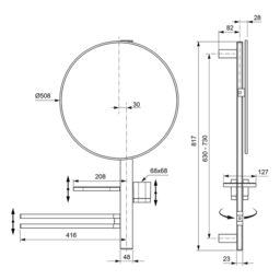 Ideal Standard Alu+ Matt Silver Effect Round Wall-Mounted Bathroom Mirror (H)81.7Cm (W)64Cm - thumbnail 8