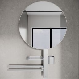 Ideal Standard Alu+ Matt Silver Effect Round Wall-Mounted Bathroom Mirror (H)81.7Cm (W)64Cm - thumbnail 7