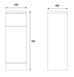 Dezine Velvare 250mm Gloss White Cupboard (300mm Deep) - thumbnail 2