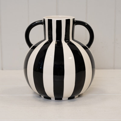 Annibells Black & White Striped Ceramic Glazed Vases H (24673)