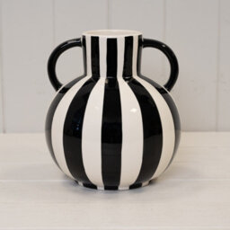 Annibells Black & White Striped Ceramic Glazed Vases H (24673)