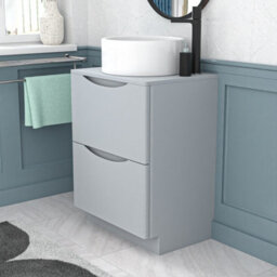 Nes Home 600mm Matte Grey Freestanding Vanity Unit With Round Bowl Basin - thumbnail 2