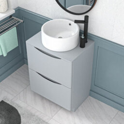Nes Home 600mm Matte Grey Freestanding Vanity Unit With Round Bowl Basin - thumbnail 3