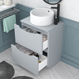 Nes Home 600mm Matte Grey Freestanding Vanity Unit With Round Bowl Basin - thumbnail 4