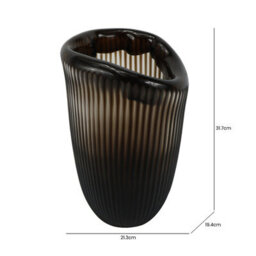 Vanity Living 31.7Cm Pleated Coffee Brown Handmade Glass Vase, Tall Decorative Vase For Living Room - thumbnail 2