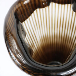 Vanity Living 31.7Cm Pleated Coffee Brown Handmade Glass Vase, Tall Decorative Vase For Living Room - thumbnail 3