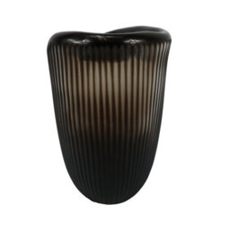 Vanity Living 31.7Cm Pleated Coffee Brown Handmade Glass Vase, Tall Decorative Vase For Living Room - thumbnail 5