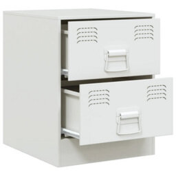 Berkfield Bedside Cabinet White 34.5X39X44 Cm Steel - thumbnail 7
