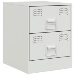 Berkfield Bedside Cabinet White 34.5X39X44 Cm Steel - thumbnail 2