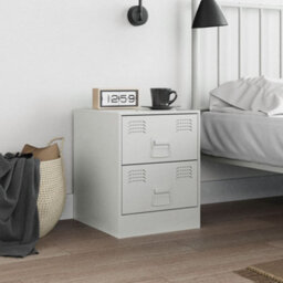 Berkfield Bedside Cabinet White 34.5X39X44 Cm Steel - thumbnail 3