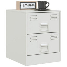 Berkfield Bedside Cabinet White 34.5X39X44 Cm Steel - thumbnail 4