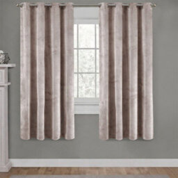 Aspire Homeware Beige Blackout Velvet Curtain Thermal Insulated Eyelet Window Curtain Pair (W)168Cm X (D)137Cm