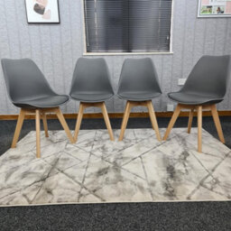 Kosy Koala Modern Dining Table Set With 4 Grey Plastic Chairs Dining Room Furniture Set - thumbnail 2