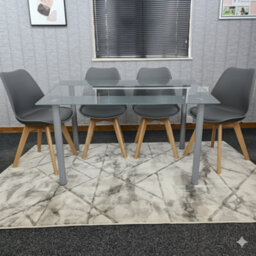 Kosy Koala Modern Dining Table Set With 4 Grey Plastic Chairs Dining Room Furniture Set - thumbnail 1
