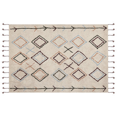 Beliani Rug Corum Beige 160 X 230 Cm Cotton - image 1
