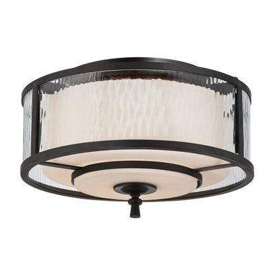 Elegant 2 Bulb Flush Mount Light In Dark Cherry Finish For Low Ceilings