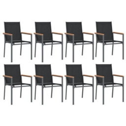 Berkfield 9 Piece Garden Dining Set Black Textilene And Steel - thumbnail 4