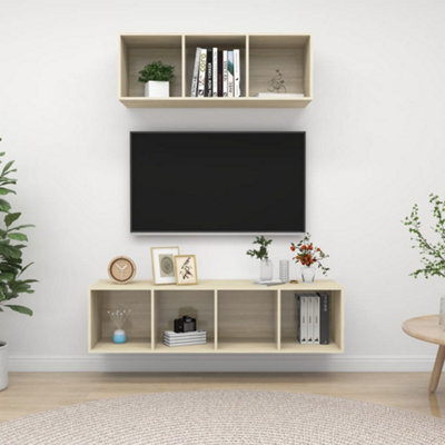 Berkfield 2 Piece Tv Cabinet Set Sonoma Oak Engineered Wood - image 1