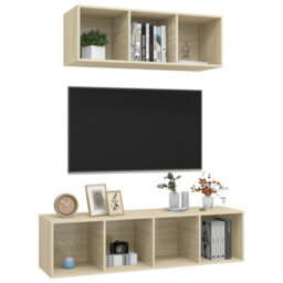 Berkfield 2 Piece Tv Cabinet Set Sonoma Oak Engineered Wood - thumbnail 3