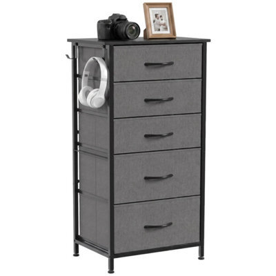 Fabric Chest Of Drawers, 5 Drawer Dresser For Bedroom, Charcoal Grey - image 1