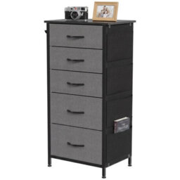 Fabric Chest Of Drawers, 5 Drawer Dresser For Bedroom, Charcoal Grey - thumbnail 4