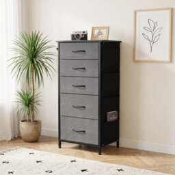 Fabric Chest Of Drawers, 5 Drawer Dresser For Bedroom, Charcoal Grey - thumbnail 5