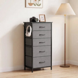 Fabric Chest Of Drawers, 5 Drawer Dresser For Bedroom, Charcoal Grey - thumbnail 6