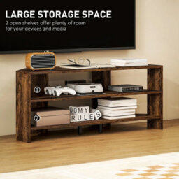 Corner Tv Stand, Tv Unit With Open Shelves For 47 Inch Tv, Brown - thumbnail 6
