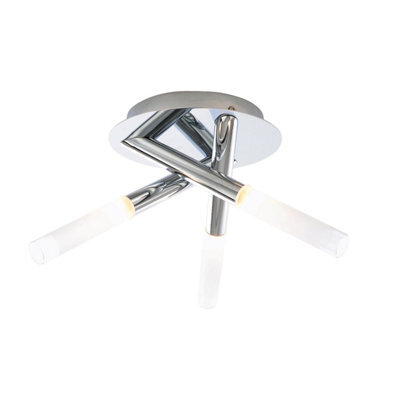Plum&clay Cali Chrome Finish 3 Pronged Cross Over Ceiling Light Modern Decorative Tube Bulb Design