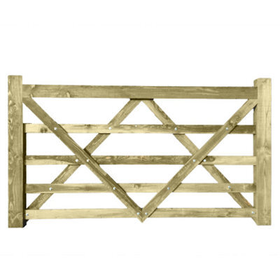 Ruby UK Ruby Diamond Brace Wooden Field Gate Pressure Treated Farm Field Entrance 1.5M Wide X 1.2M (5 Rails) High - image 1