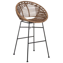 Beliani Set Of 2 Bar Chairs Windom Rattan Brown - thumbnail 4