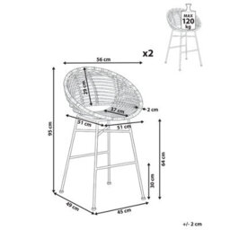Beliani Set Of 2 Bar Chairs Windom Rattan Brown - thumbnail 3