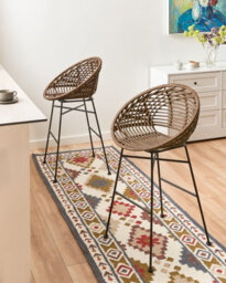 Beliani Set Of 2 Bar Chairs Windom Rattan Brown - thumbnail 2