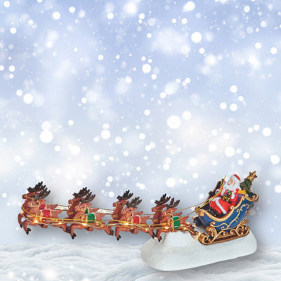 Premier Decorations Limited Led Plastic & Resin Santa Sleigh With Reindeer Illuminated Christmas Decoration - image 1