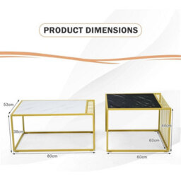 Set Of 2 Nesting Tables Modern Marble Pattern End Tables - thumbnail 2