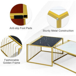 Set Of 2 Nesting Tables Modern Marble Pattern End Tables - thumbnail 5