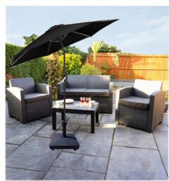 Groundlevel 2M Black Outdoor Crank And Tilt Garden Parasol - thumbnail 1
