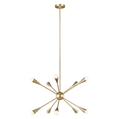 Luminosa Lighting Elstead Jax 10 Light Chandelier, Burnished Brass, G9 - image 1