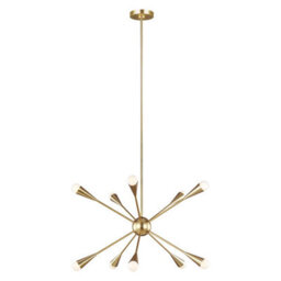 Luminosa Lighting Elstead Jax 10 Light Chandelier, Burnished Brass, G9 - thumbnail 1