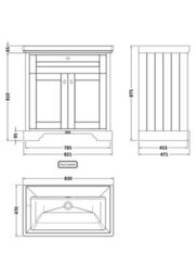 Hudson Reed Floor Standing 2 Door Traditional Vanity Unit With Fireclay Basin, Hunter Green, 830 X 471 mm - thumbnail 7
