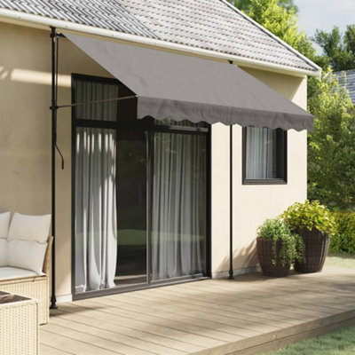 Walplus Retractable Awning Garden Sun Shade Canopy Gazebo For Back Door, Porch, Patio Anthracite 250X150 Cm Fabric And Steel - image 1