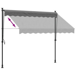 Walplus Retractable Awning Garden Sun Shade Canopy Gazebo For Back Door, Porch, Patio Anthracite 250X150 Cm Fabric And Steel - thumbnail 6