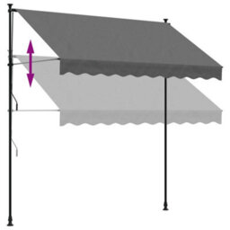 Walplus Retractable Awning Garden Sun Shade Canopy Gazebo For Back Door, Porch, Patio Anthracite 250X150 Cm Fabric And Steel - thumbnail 7