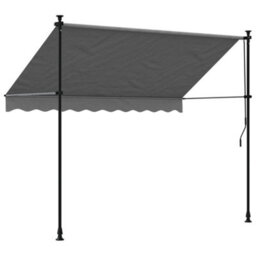 Walplus Retractable Awning Garden Sun Shade Canopy Gazebo For Back Door, Porch, Patio Anthracite 250X150 Cm Fabric And Steel - thumbnail 5