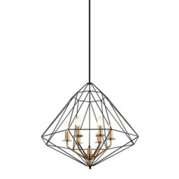 Luminosa Lighting Luminosa Industrial And Retro Hanging Pendant Black, Gold 6 Light  With Black Shade, E14 Dimmable - thumbnail 1