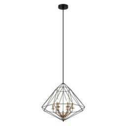 Luminosa Lighting Luminosa Industrial And Retro Hanging Pendant Black, Gold 6 Light  With Black Shade, E14 Dimmable - thumbnail 2