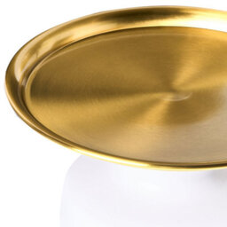 Wyld And Coco Glamour Style Side Table - Round White And Gold Metal Tray Top, 45Cm. - thumbnail 3