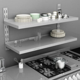 Berkfield 2-Tier Floating Wall Shelf Stainless Steel 120X30 Cm - thumbnail 1