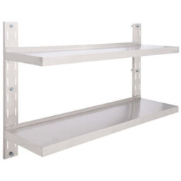 Berkfield 2-Tier Floating Wall Shelf Stainless Steel 120X30 Cm - thumbnail 2