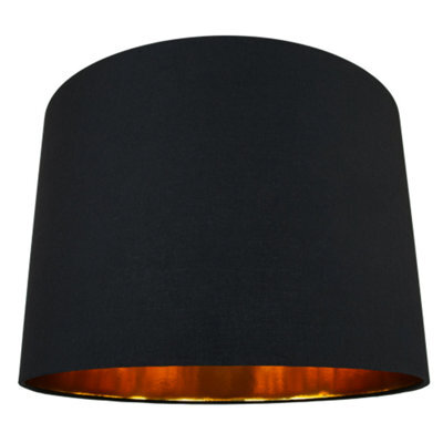 Happy Homewares Modern Jet Black Cotton 16 Floor/pendant Lamp Shade With Shiny Golden Inner - image 1